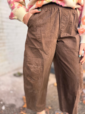 Easel Brown Parachute Barrel Pants