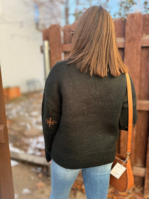 Black Western Boot Oversized Sweater