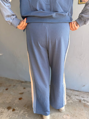 Blue Casual Bottoms w/ Stripe Detail