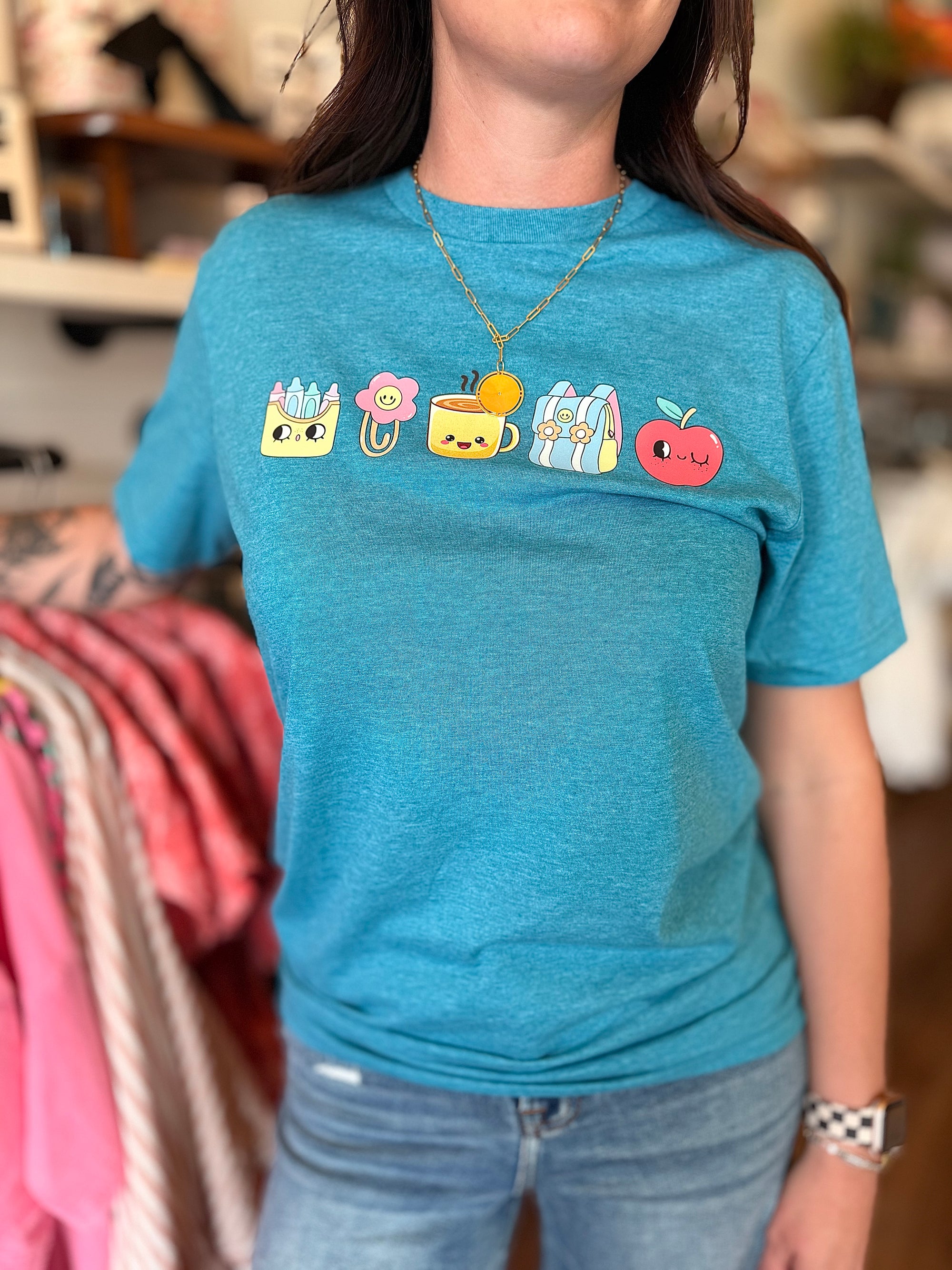 Teacher Things Teal Graphic Tee