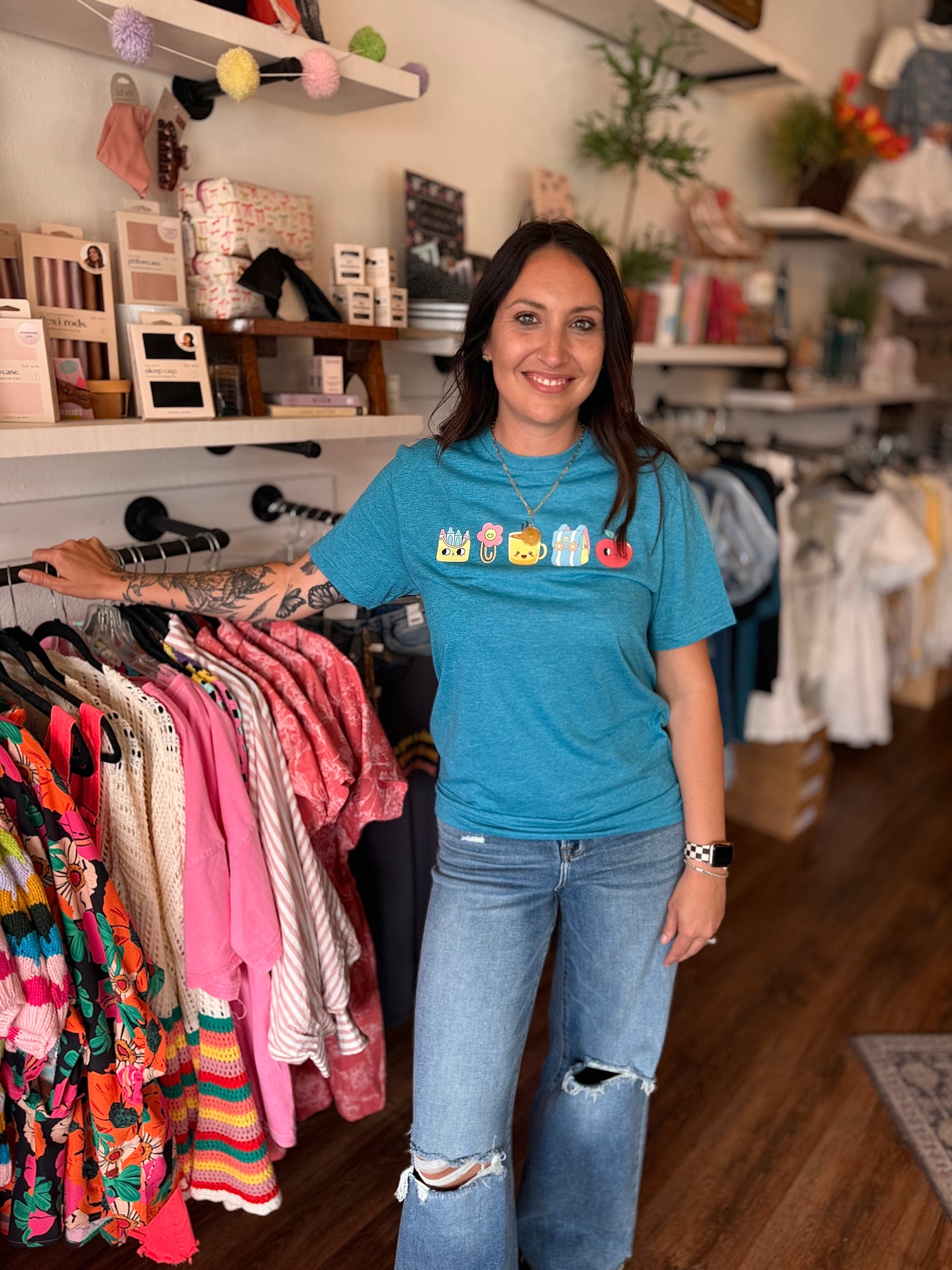 Teacher Things Teal Graphic Tee