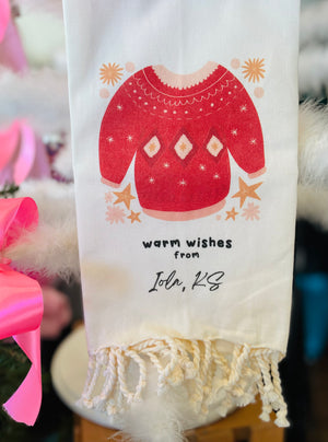 Holiday Iola, KS Fringe Tea Towels