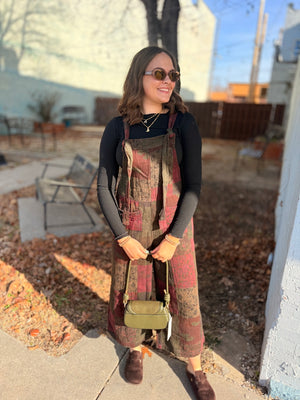 Easel Pine Green Patchwork Print Jumper