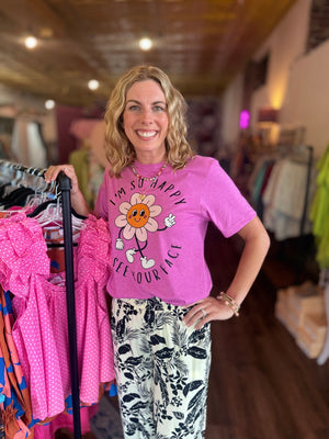 I'm So Happy To See Your Face Magenta Tee