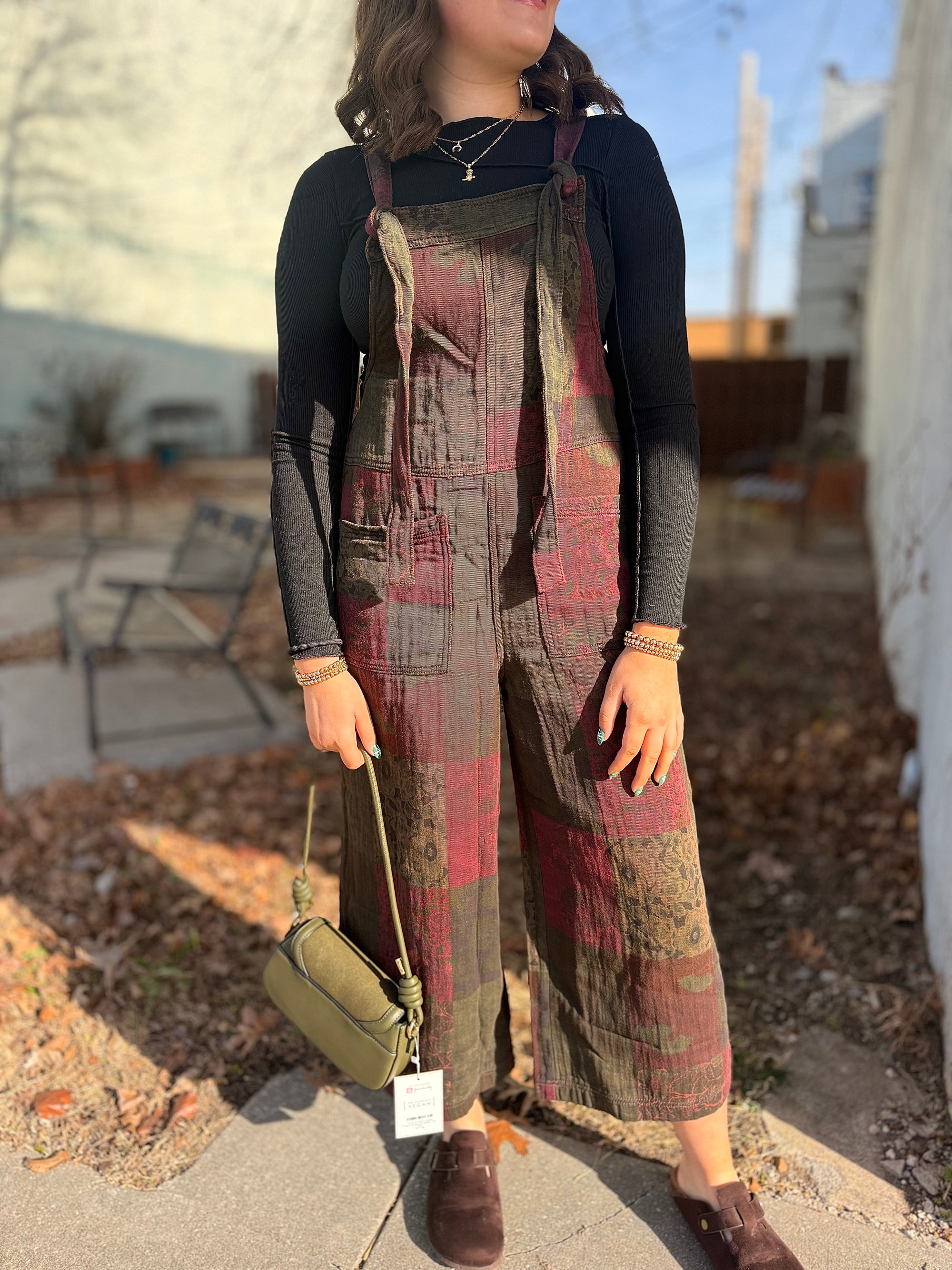 Easel Pine Green Patchwork Print Jumper