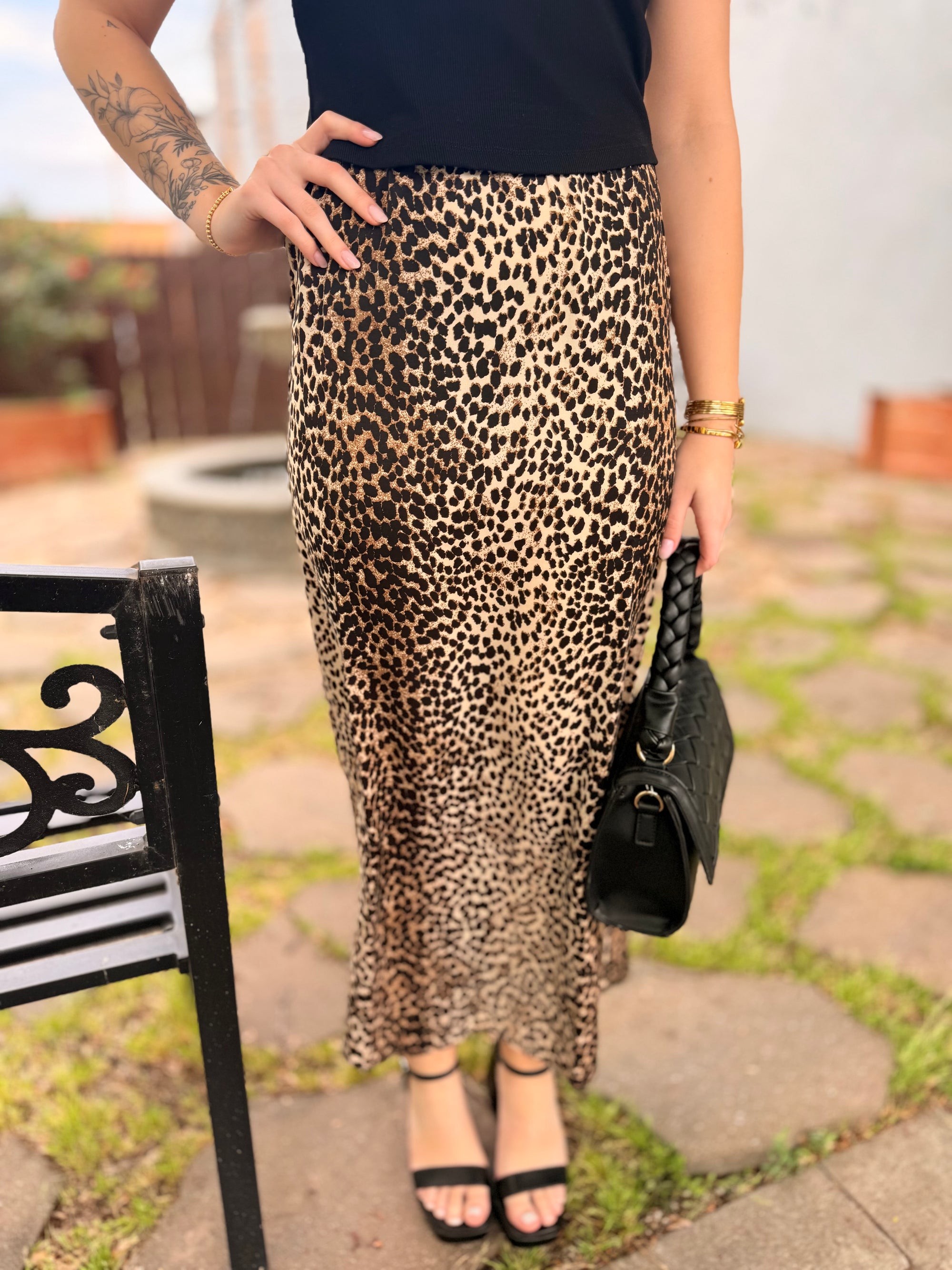 Leopard Straight Slip Skirt