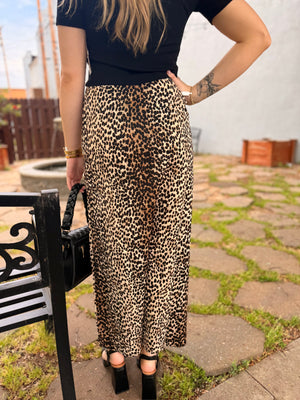 Leopard Straight Slip Skirt