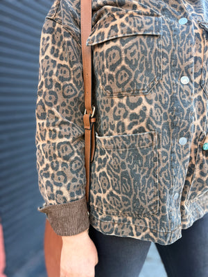 Mocha Leopard Denim Barn Jacket
