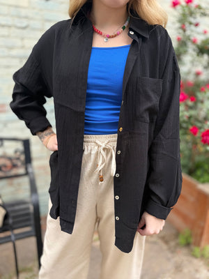 Black Oversized Button Up Shirt