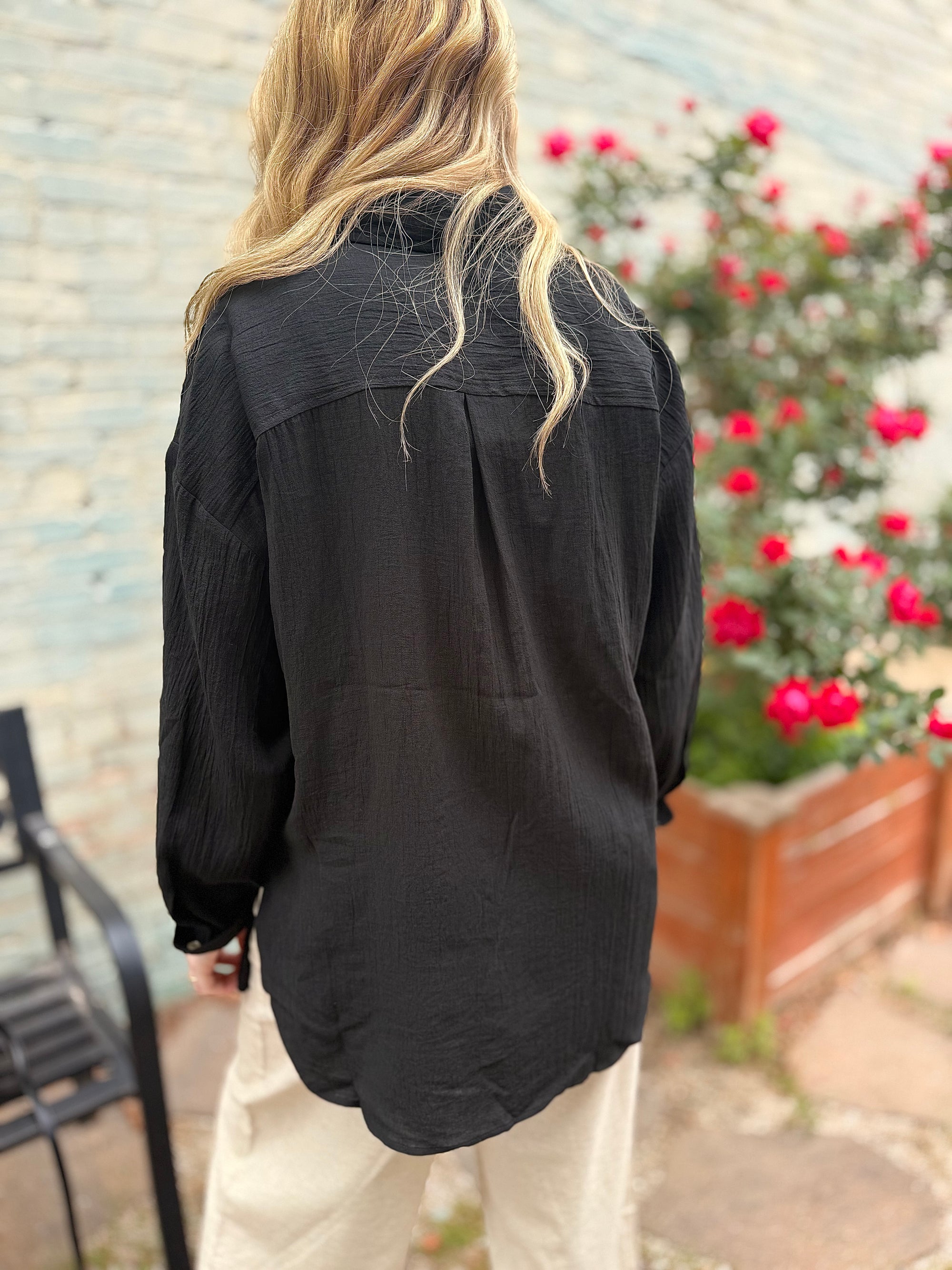 Black Oversized Button Up Shirt