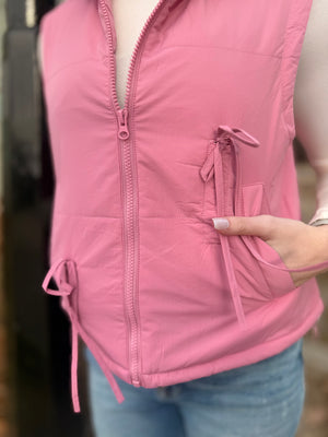 Blush Puffer Vest w/ Bow Detail