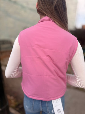 Blush Puffer Vest w/ Bow Detail
