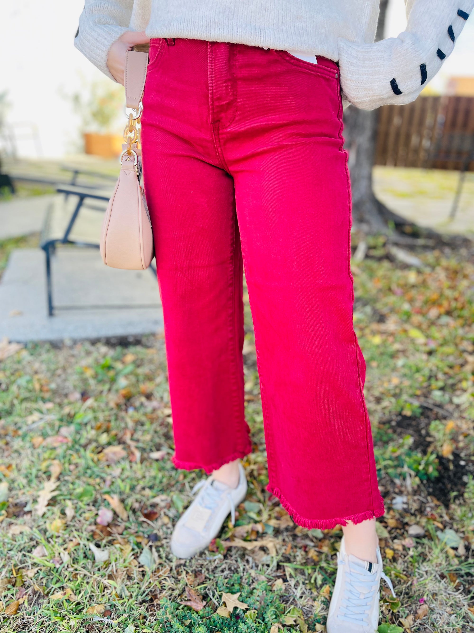 Risen Wine High Rise Cropped Pants