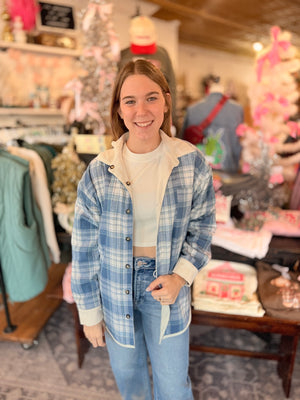 Blue Plaid + Cream Corduroy Reversible Jacket