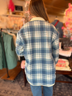 Blue Plaid + Cream Corduroy Reversible Jacket