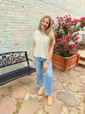 Ivory Open Knit Short Sleeve Top