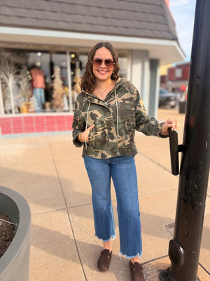 Risen Oversized Camo Denim Hooded Jacket