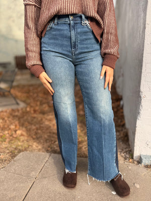 Daze Far Out High Rise Tuxedo Wide Leg Jeans