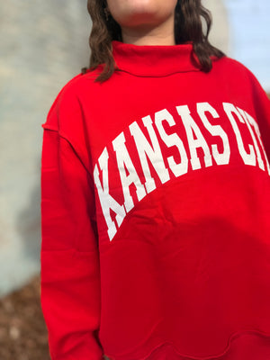 Red Kansas City Mock Neck Reversible Sweatshirt
