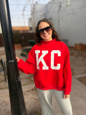 Red Kansas City Mock Neck Reversible Sweatshirt