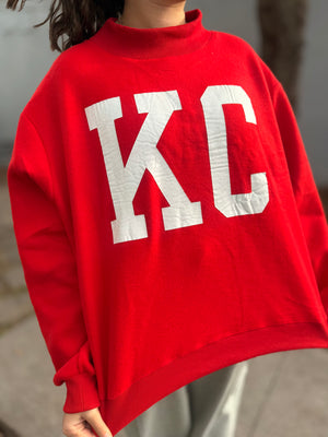 Red Kansas City Mock Neck Reversible Sweatshirt