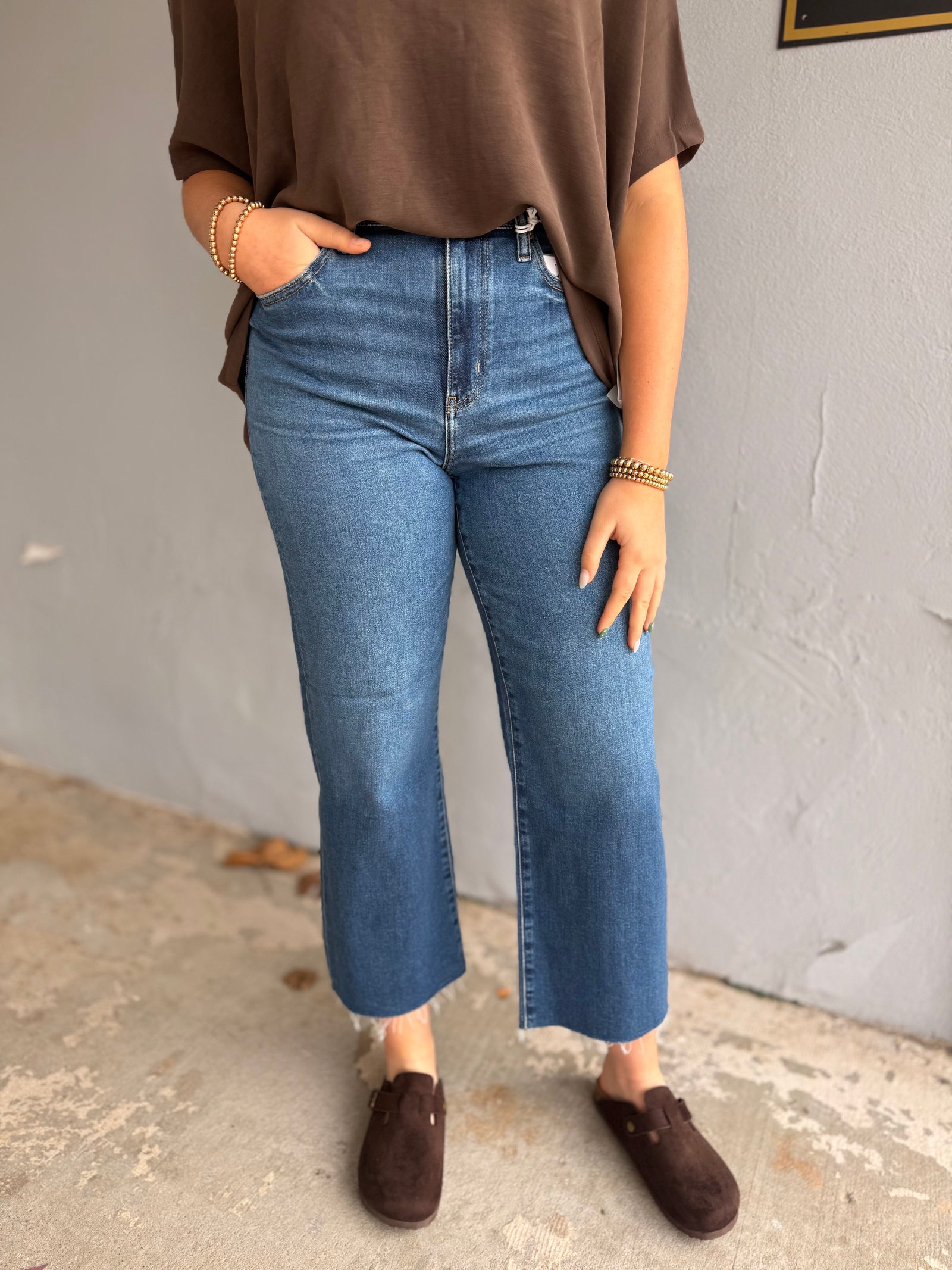 Daze Pleaser High Rise Wide Ankle Jeans