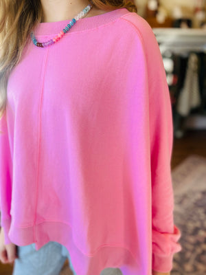 Barbie Pink Terry Knit Banded Sweatshirt