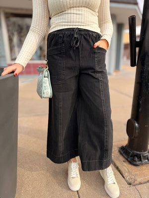 Black Mineral Wash Twill Bottoms