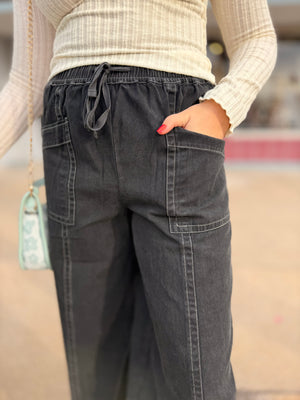 Black Mineral Wash Twill Bottoms