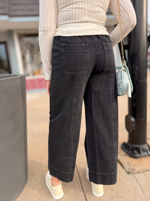 Black Mineral Wash Twill Bottoms