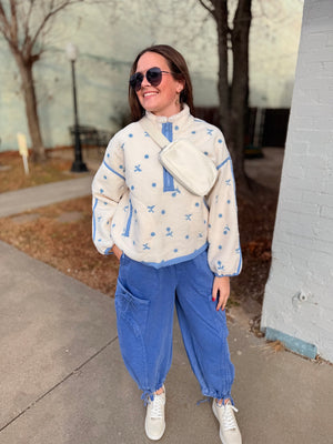 Mineral Wash Blue Cargo Knit Jogger