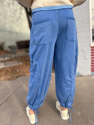 Mineral Wash Blue Cargo Knit Jogger