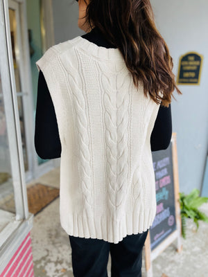 Beige V-Neck Vest w/ Open Sides