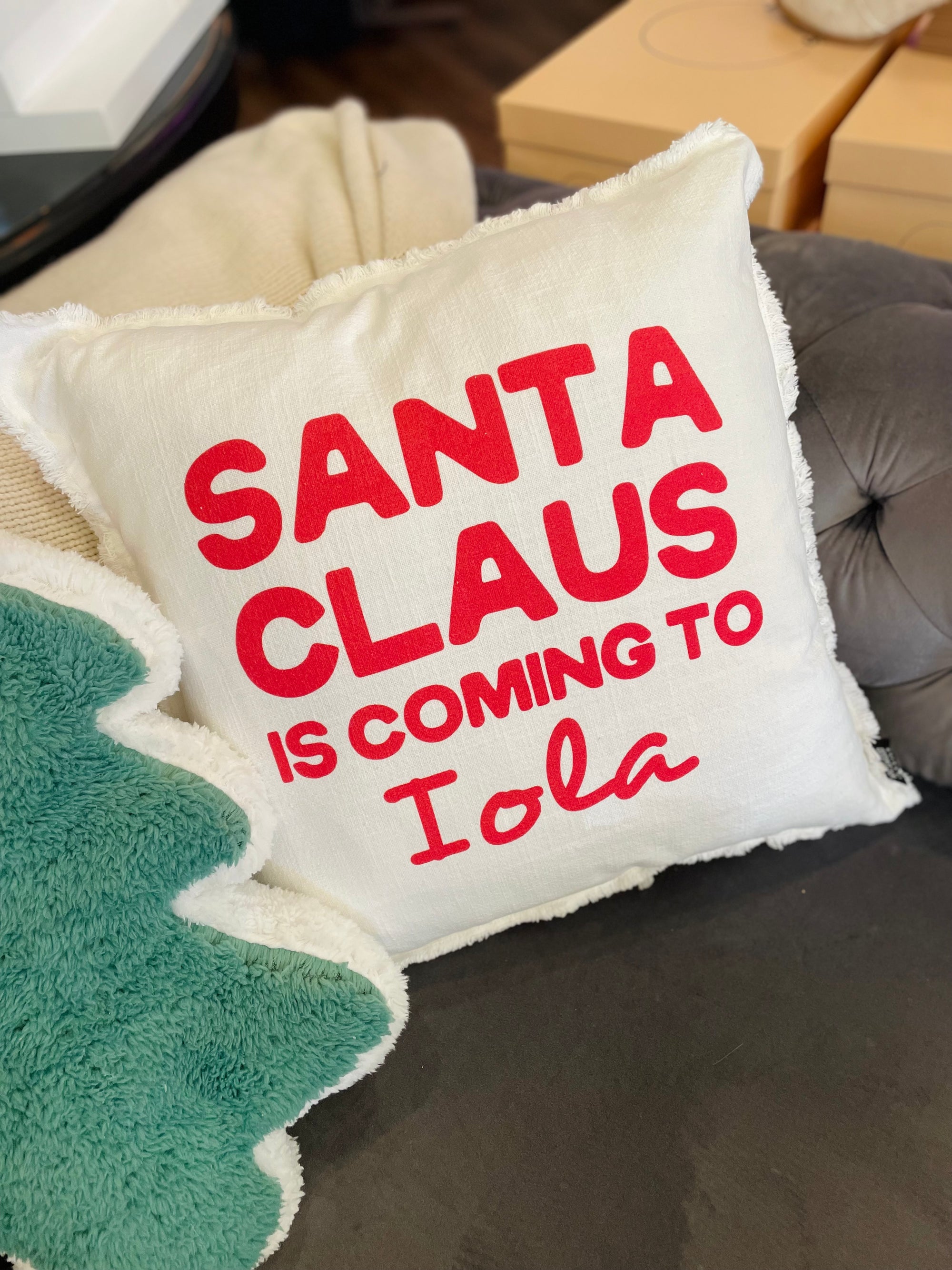 Santa Claus is Coming to Iola Pillow