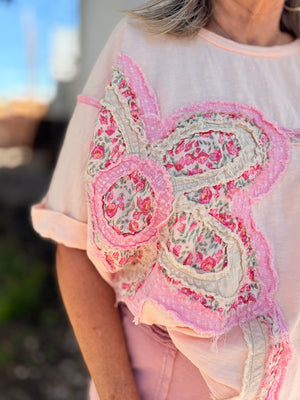 Blush Flower Patch Mineral Wash Top