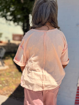 Blush Flower Patch Mineral Wash Top