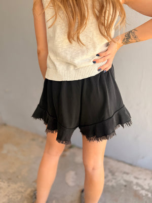 Ash Ruffle Bottom Washed Shorts