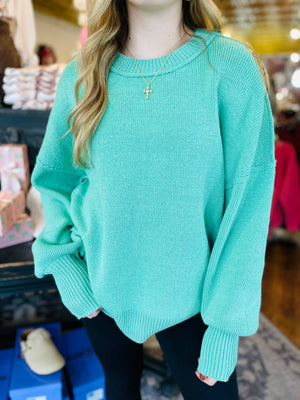 Oversized Solid Sweater Knit Top