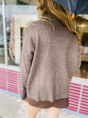 Mocha Turtleneck Front Seam Sweater