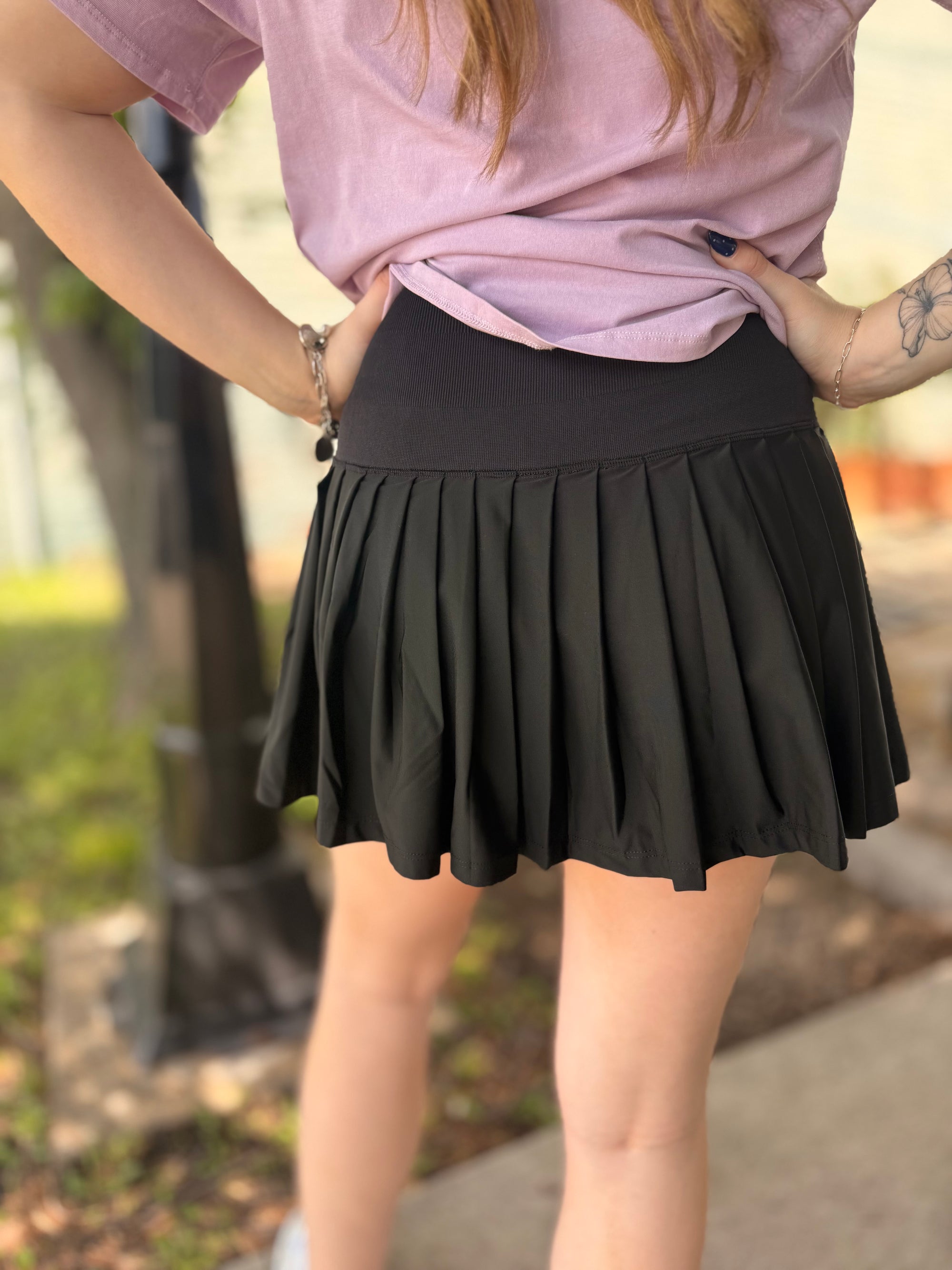 Mono B Black Pleated Tennis Skort