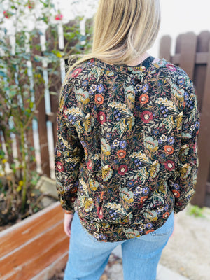 Olive Vintage Floral Blouse