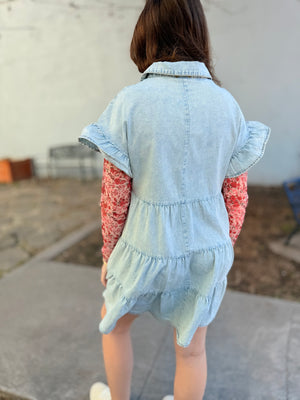 Light Mineral Washed Tiered Mini Dress