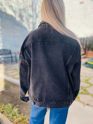 Charcoal Boxy Cut Denim Jacket