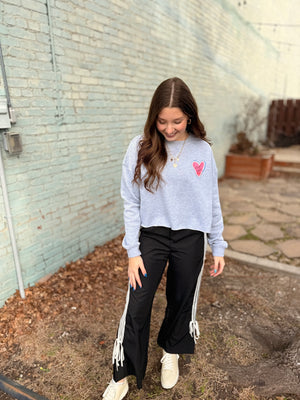 Self Love Gray Cropped Crewneck
