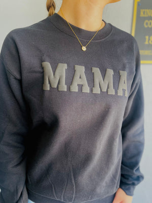 MAMA Varsity Letter Embossed Sweatshirt - Black