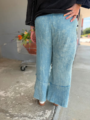 Sage + Fig Sunset Bloom Blue Gauze Pants