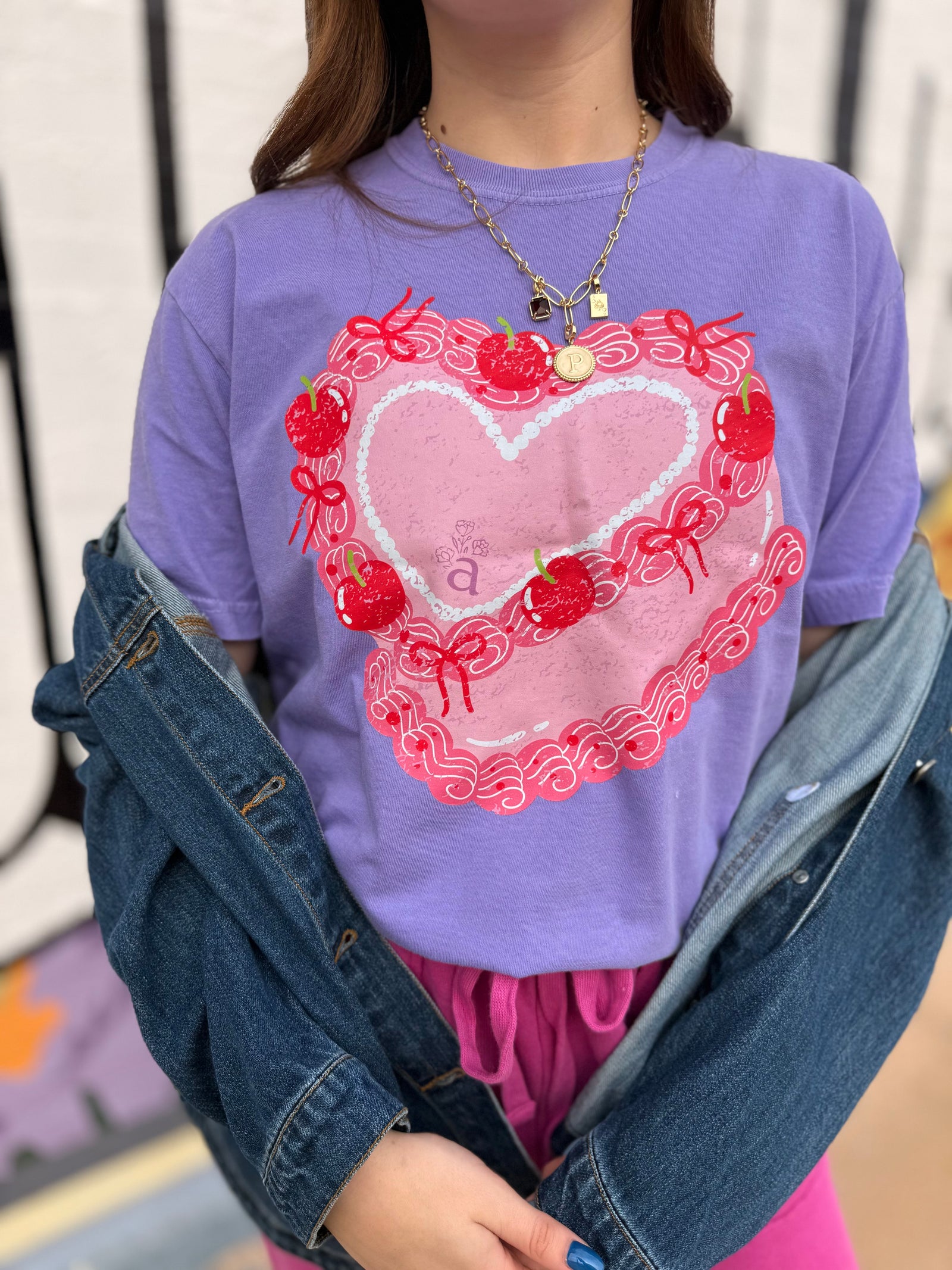 Heart Cake Purple Graphic Tee