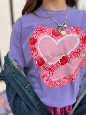 Heart Cake Purple Graphic Tee