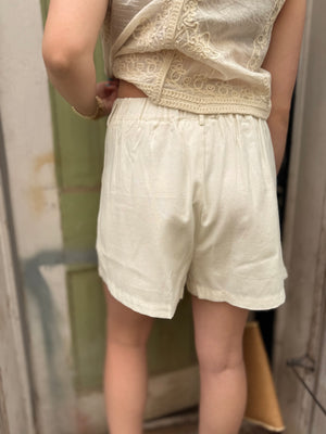 Cream High Waist Woven Shorts