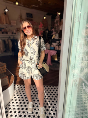 White + Black Print Stripe Mix Lined Shorts